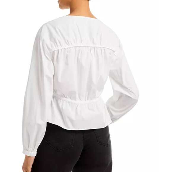 Derek Lam 10 Crosby White Cotton Breanna Gathered Top Blouse-Size 0 - Picture 8 of 10